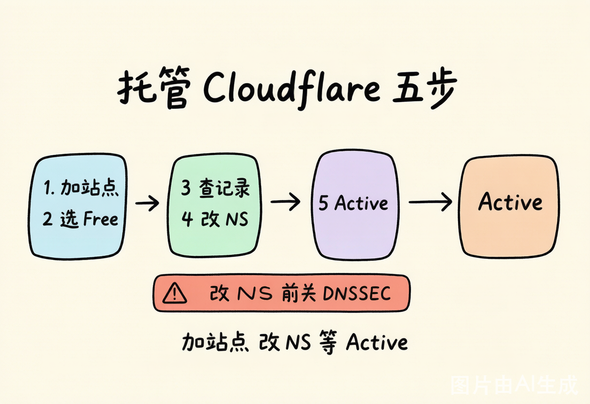 把域名托管到 Cloudflare 的五步流程