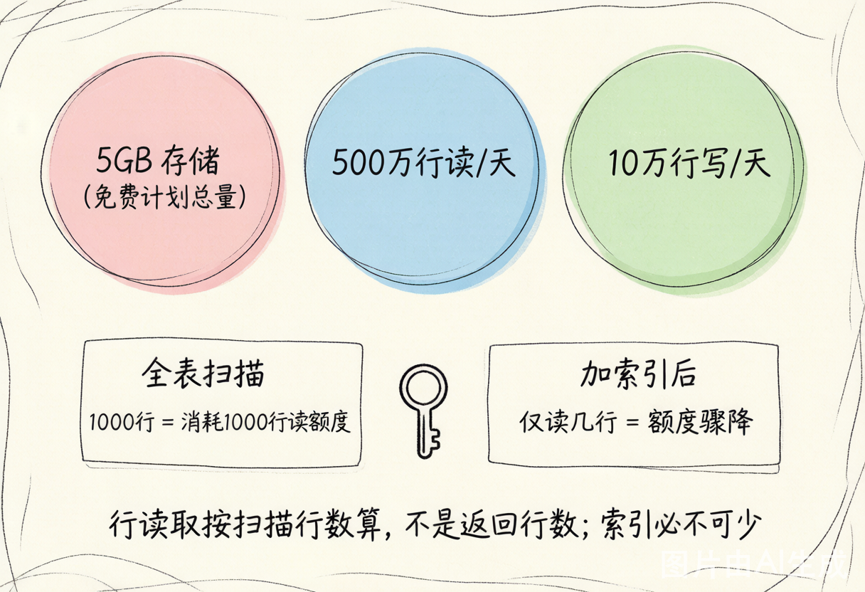 D1 免费额度与行读取计费